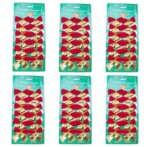 72 Mini Schleifen rot/gold Weihnachten Weihnachtsschleifen Schleife Christbaum 5cm